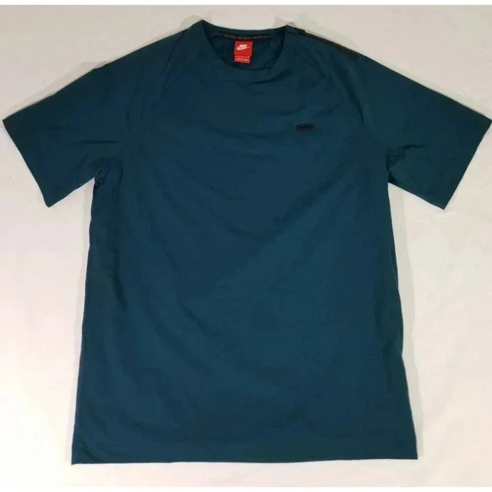 Nike F.C. Mens XL Windbreaker T Shirt With Shoulder ZIPPER Lined 802417 346 Teal